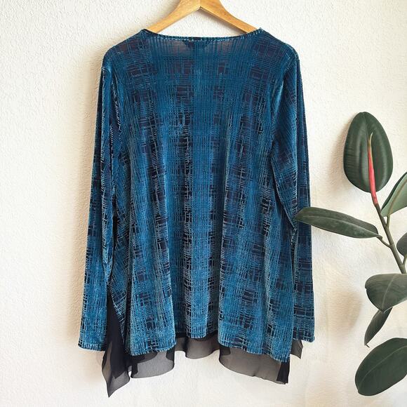 Simpley Vera Vera Wang Velvet Burnout Tunic Top 1X Sheer Whimsy Romance Grunge - Picture 4 of 8